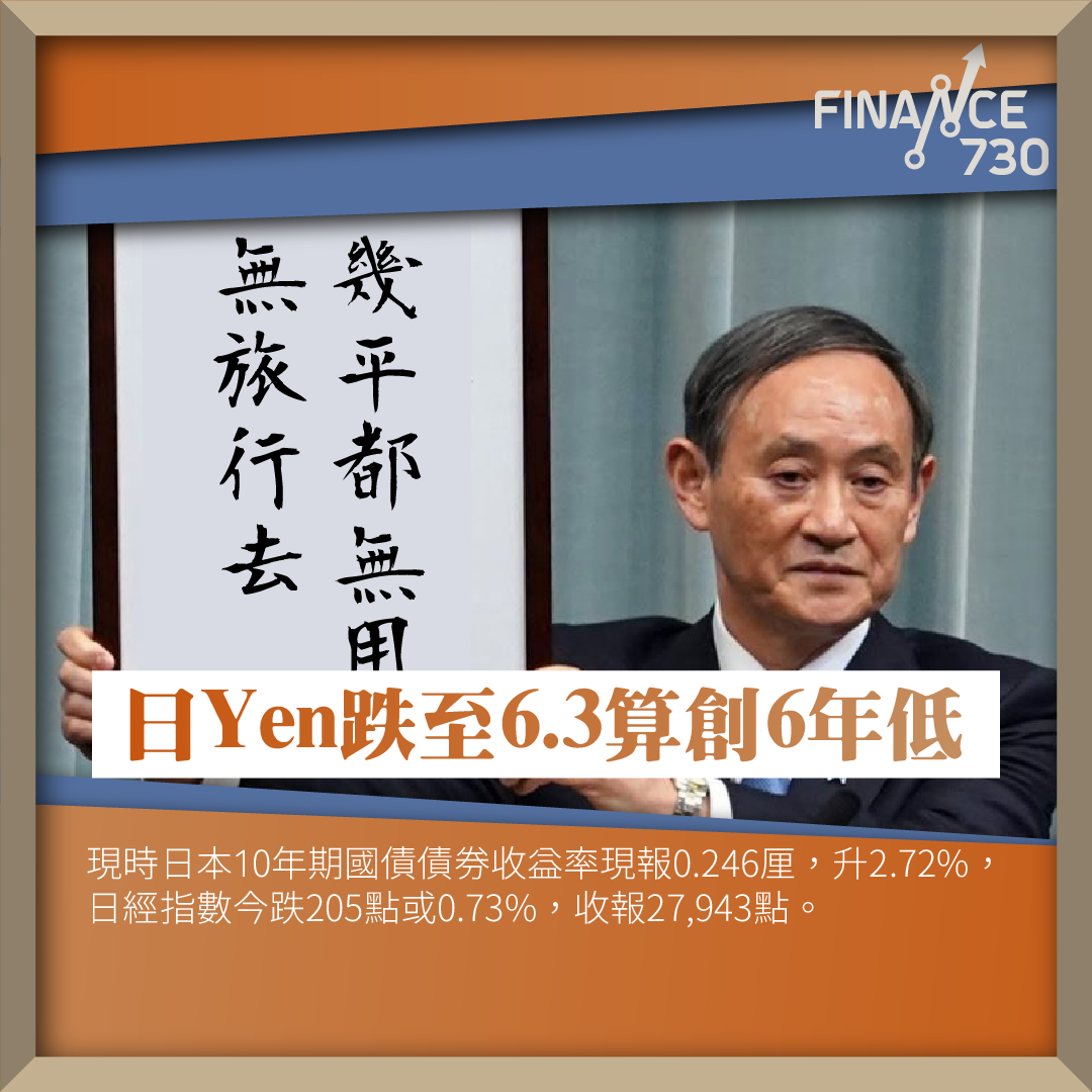 唱定錢未？日Yen跌至6.3算創6年低- Finance730