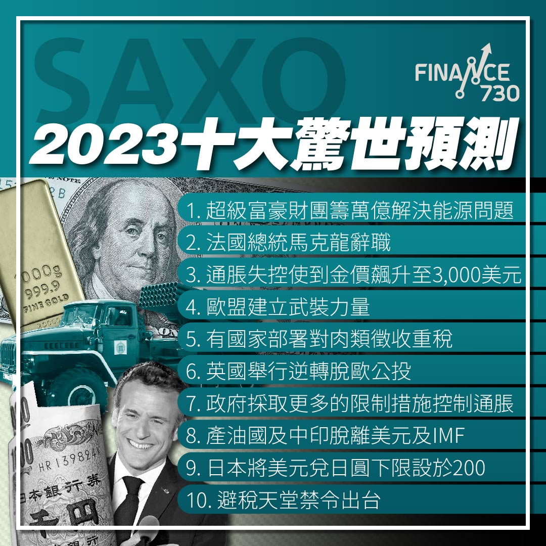 投資銀行2023十大驚世預測：金價上望3,000元及日圓設匯率限制- Finance730