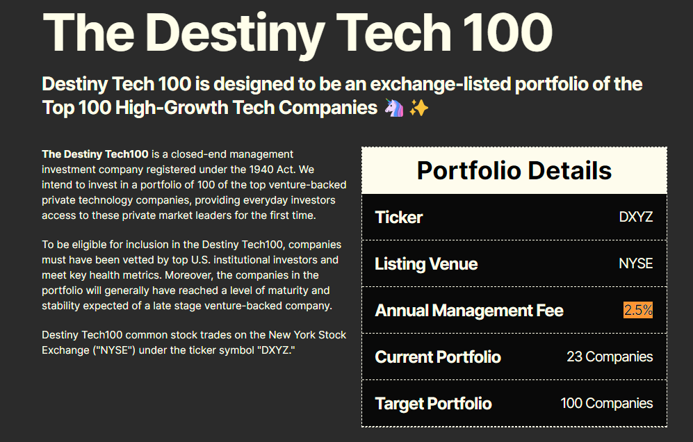 Dxyz 股價 Destiny Tech 100 Spacex 1