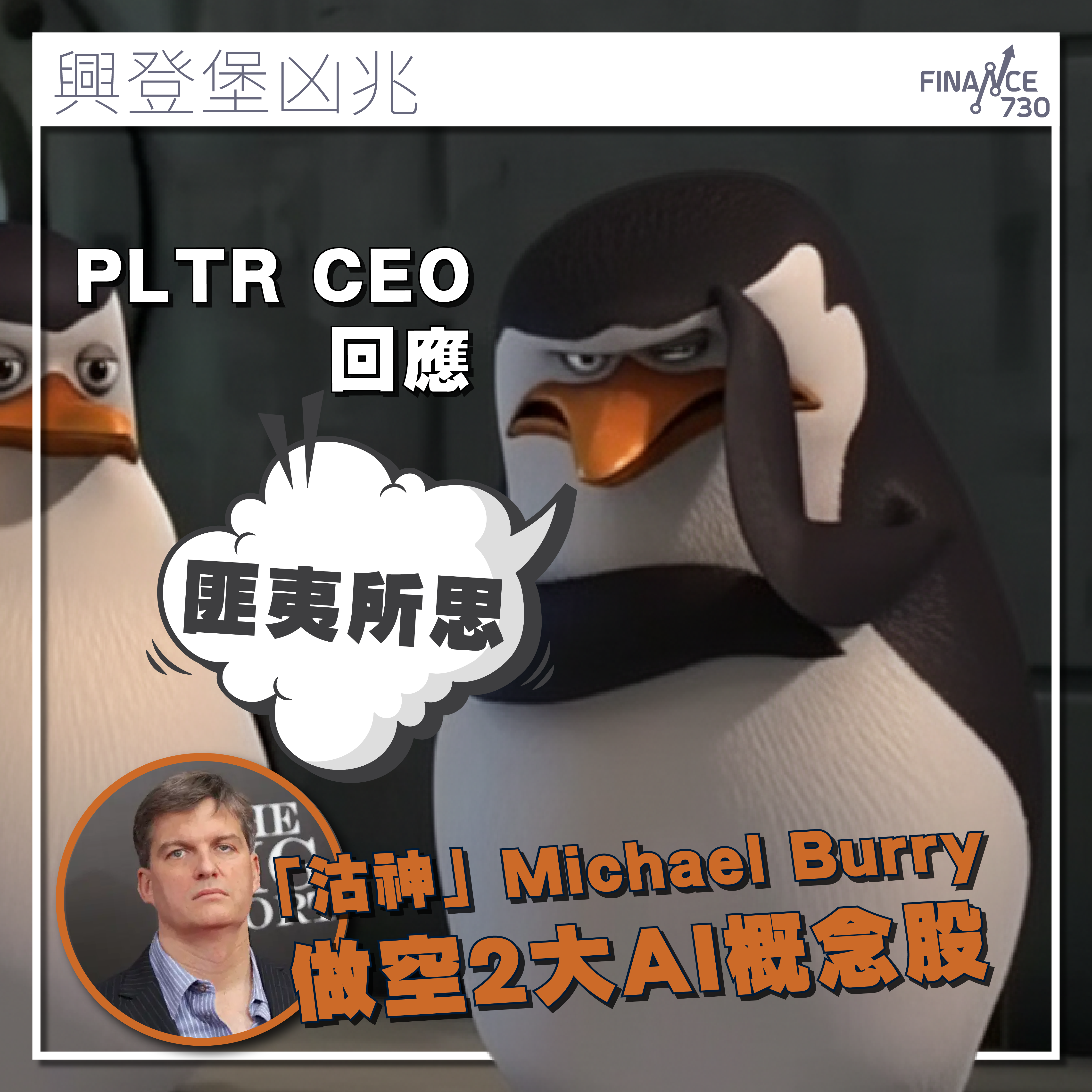 沽神Michael Burry做空2大AI概念股PLTR CEO：匪夷所思- Finance730