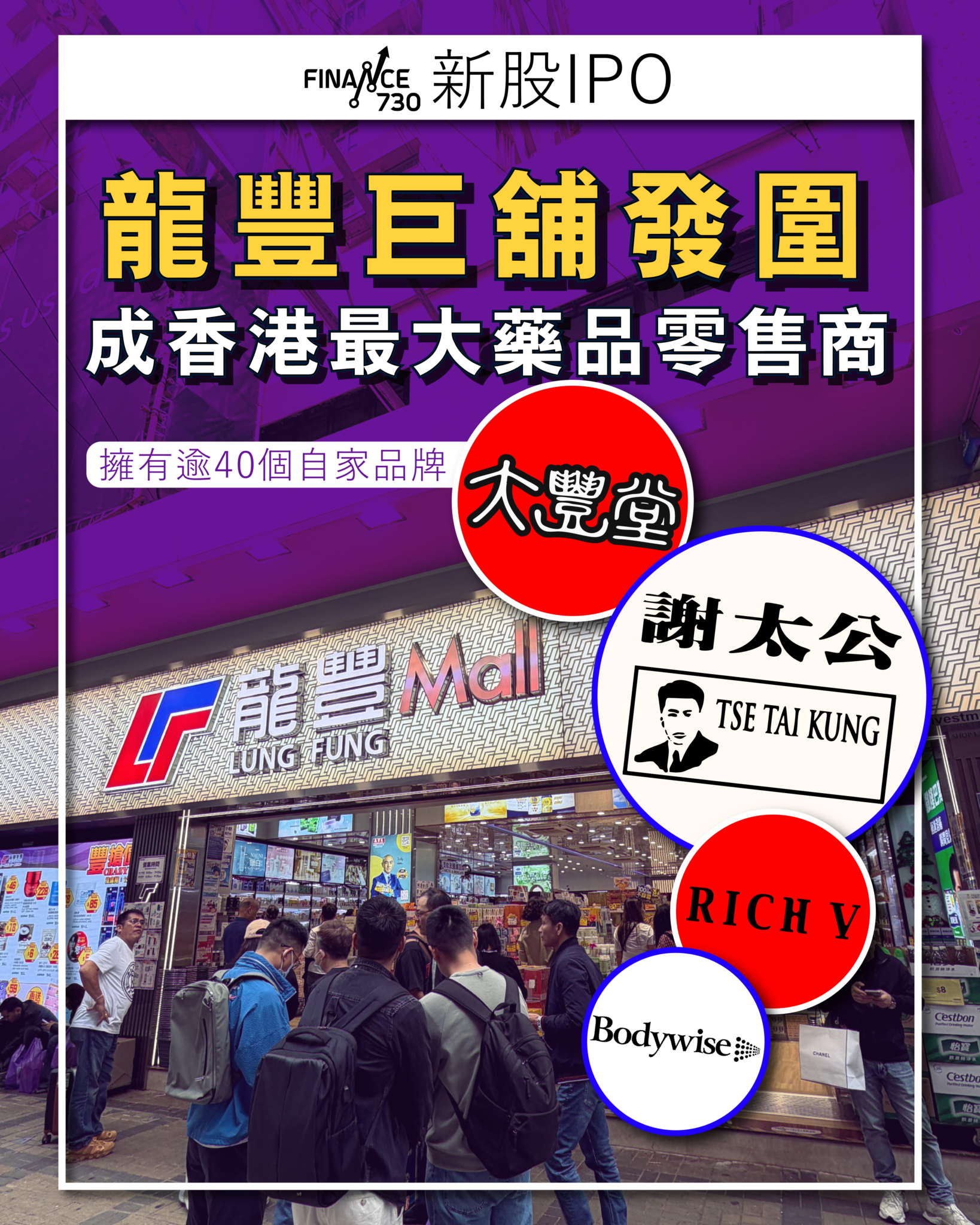 新股上市|龍豐巨舖發圍 擁40品牌 成香港最大藥品零售商 - Finance730